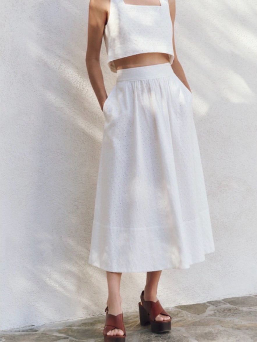 Paige Ojai Women's White Maxi Skirt - Lightweight Midi Skirt S
